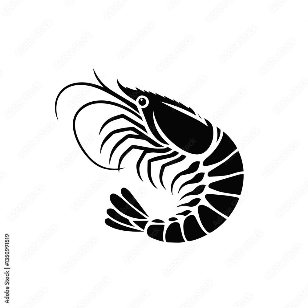 Shrimp Silhouette Vector – High-Quality Black and White Prawn Illustration for Seafood Logos & Design Shrimp Silhouette Vector – High-Quality Black and White Prawn Illustration for Seafood Logos & Design