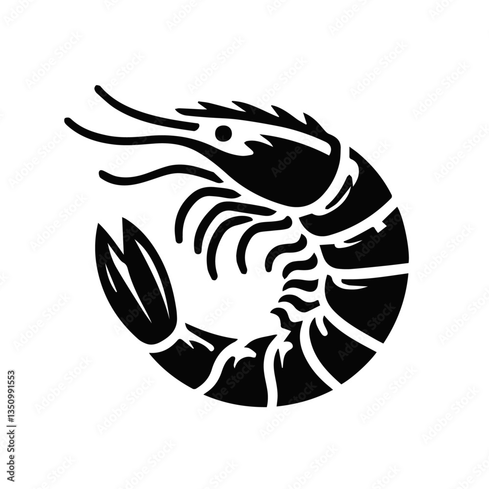 Shrimp Silhouette Vector – High-Quality Black and White Prawn Illustration for Seafood Logos & Design Shrimp Silhouette Vector – High-Quality Black and White Prawn Illustration for Seafood Logos & Design