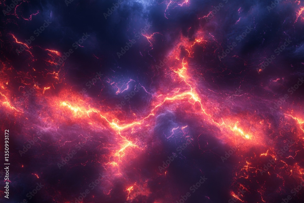 Fototapeta premium Abstract fiery and electric energy background.