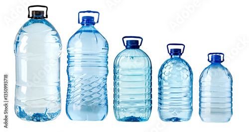 Different plastic water bottles showing variety of sizes and shapes