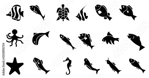 fish silhouette collection. vector. editable