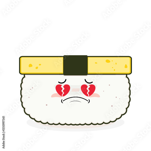 tamago sushi broken love face cartoon cute 