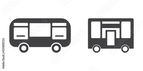Food Trailer Icons Silhouette Vector Set