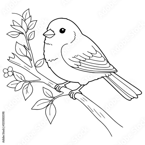 Canary bird, Drawing, illlustration, kawaii, coloring book