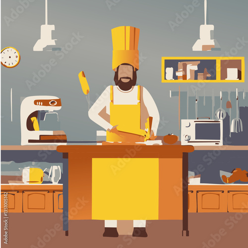 Culinary Maestro: A skilled chef in a well-equipped kitchen, diligently preparing a culinary delight with precision and passion.