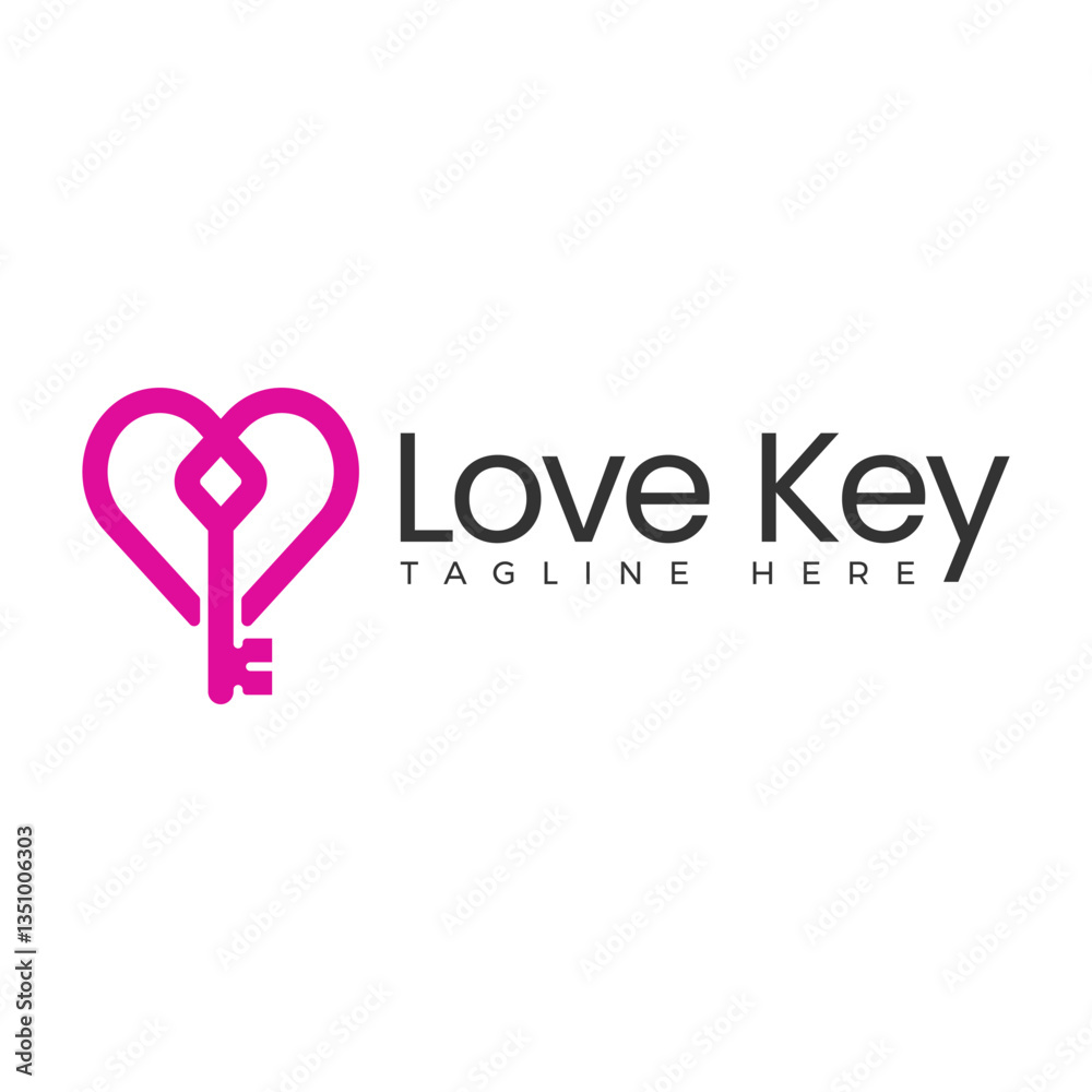 Fototapeta premium Creative modern key with love logo vector 