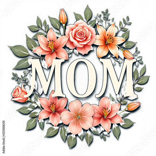 Elegant floral wreath design with the word 