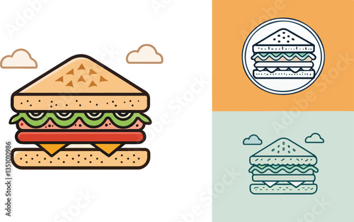 Sandwich vector design in isolated vector design, Sandwich Logo and icon design, Set of Sandwich icon