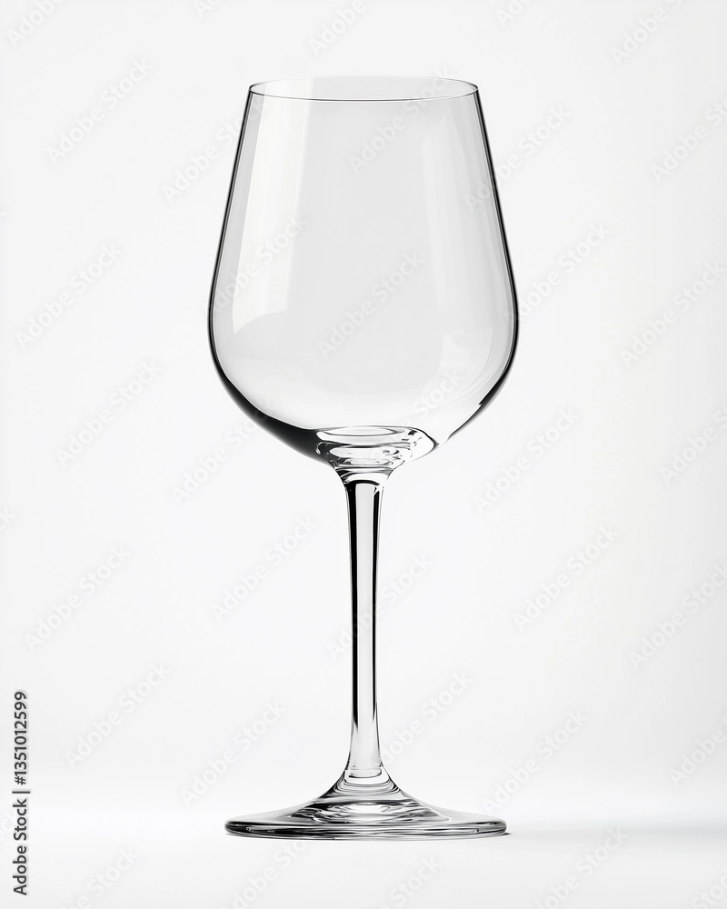 High-quality close-up of a sleek wine glass set on a white background. High-quality close-up of a sleek wine glass set on a white background.