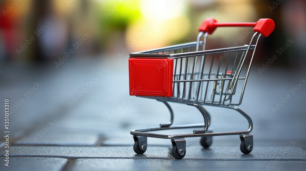 Mini Shopping Cart on Pavement: Retail, Commerce, and Consumerism Mini Shopping Cart on Pavement: Retail, Commerce, and Consumerism