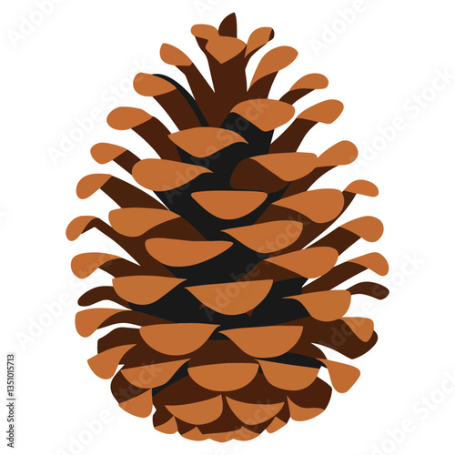 Pine or fir cone illustration. Simple botanical vector element in color, ideal for logos, stickers, prints, web design, and scrapbooking.