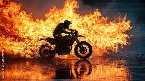 Fiery Motorcycle Ride: A Daredevil's Blaze of Glory
