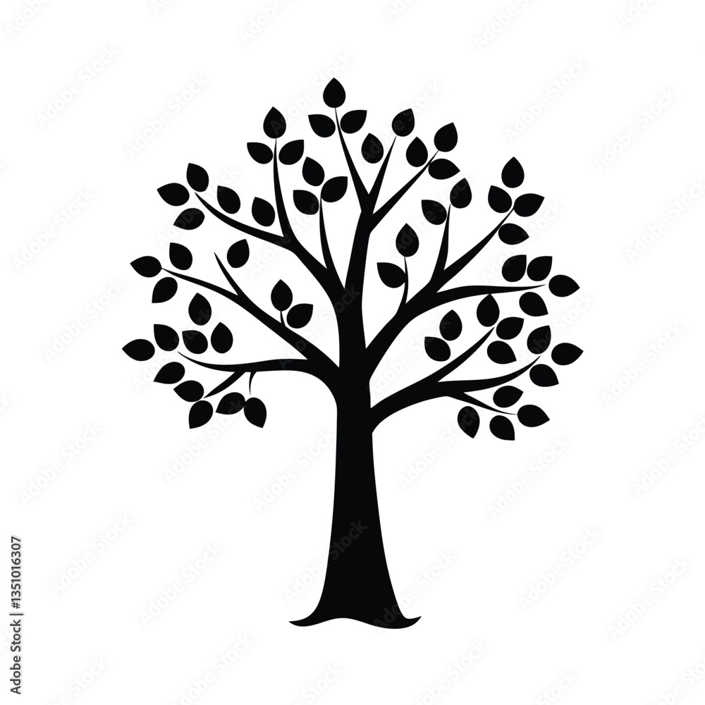 Obraz premium Apple Tree and Palm Silhouette Vector – Nature Illustration, Clipart Icon