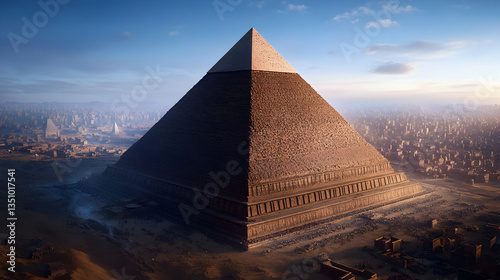 Ancient Egyptian City at Its Peak—Sphinx, Pyramids, and Bustling Marketplaces