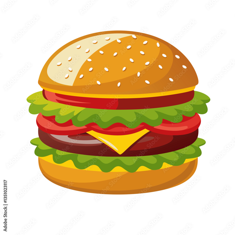 Vector illustration of double cheeseburger, hamburger with cheese, meat and vegetables Vector illustration of double cheeseburger, hamburger with cheese, meat and vegetables