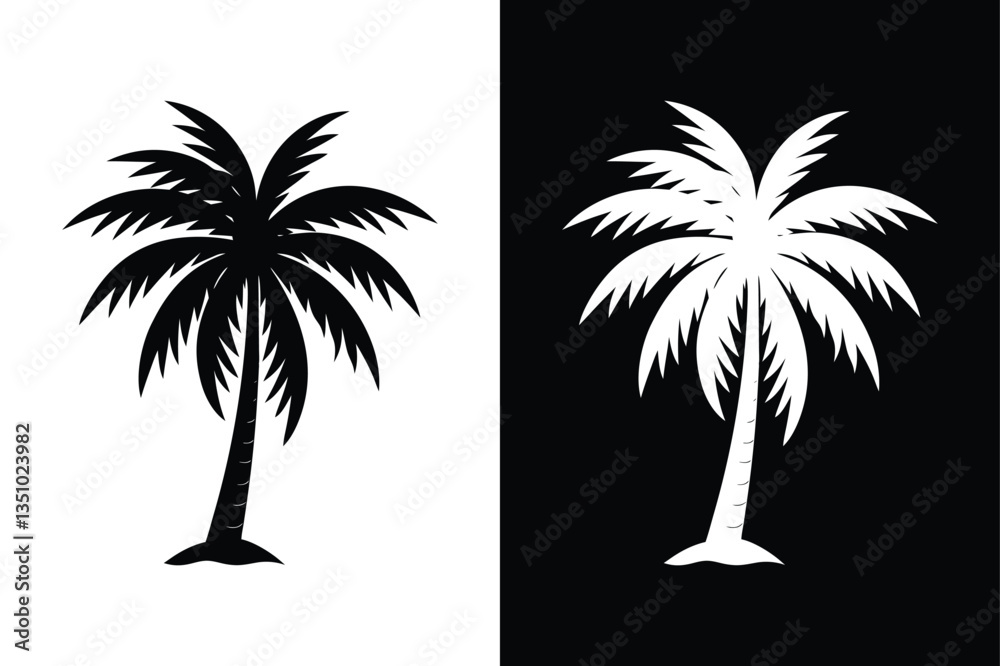 Fototapeta premium Palm Tree Silhouette Icon. Elegant Vector for Tropical Designs