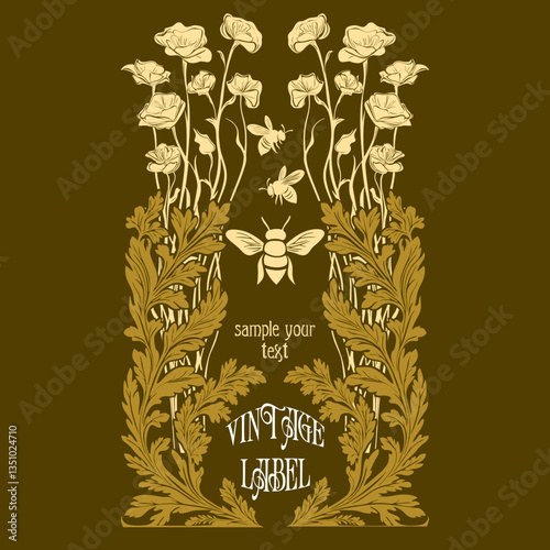 vector vintage items: label art nouveau, frame, wedding invitation
