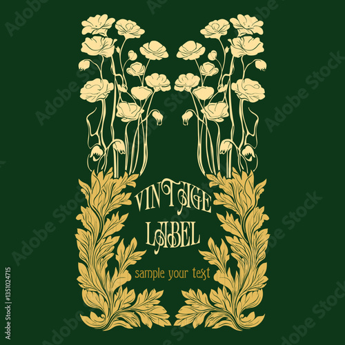 vector vintage items: label art nouveau, frame, wedding invitation
