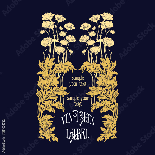 vector vintage items: label art nouveau, frame, wedding invitation
