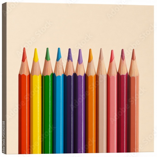 Vibrant color pencil arrangement art studio photography creative environment close-up artistic expression