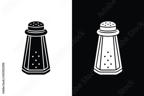 Seasoning Icon. Premium Salt and Pepper Shaker Vector Illustrations