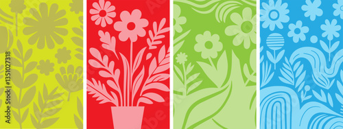Floral botanic Pattern Backgrounds for Modern Art Prints Posters and Placards.