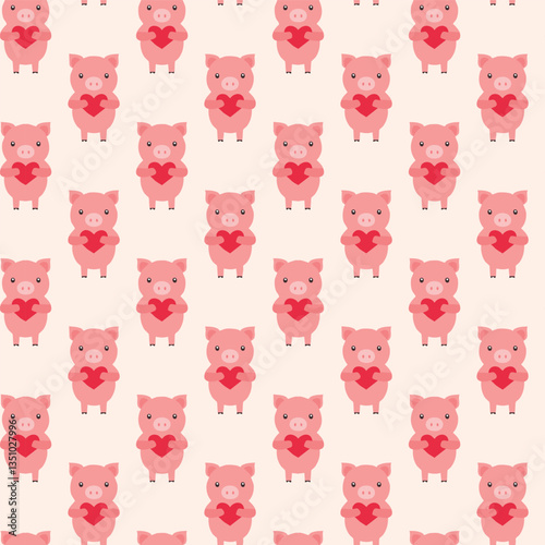 Cute pig holding a heart seamless pattern design