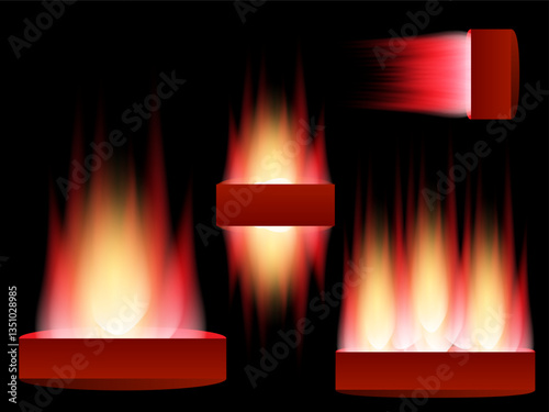 Burning fire with glowing flames and rising sparks igniting a stunning visual energy effect