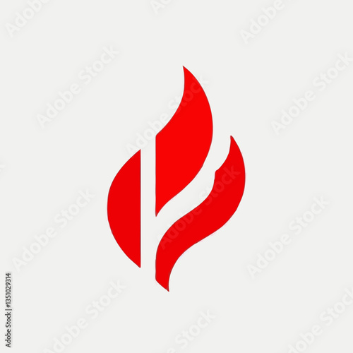 A red silhouette of fire on a plain white background. The design is minimalistic and bold, with sharp, well-defined edges and no internal details or textures.