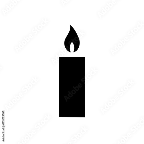 A simple, minimalistic, single-line drawing of candle.The design is clean and elegant, with smooth, flowing curves and no shading or additional details.