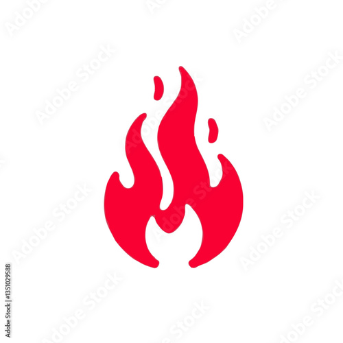 A red silhouette of fire on a plain white background. The design is minimalistic and bold, with sharp, well-defined edges and no internal details or textures.