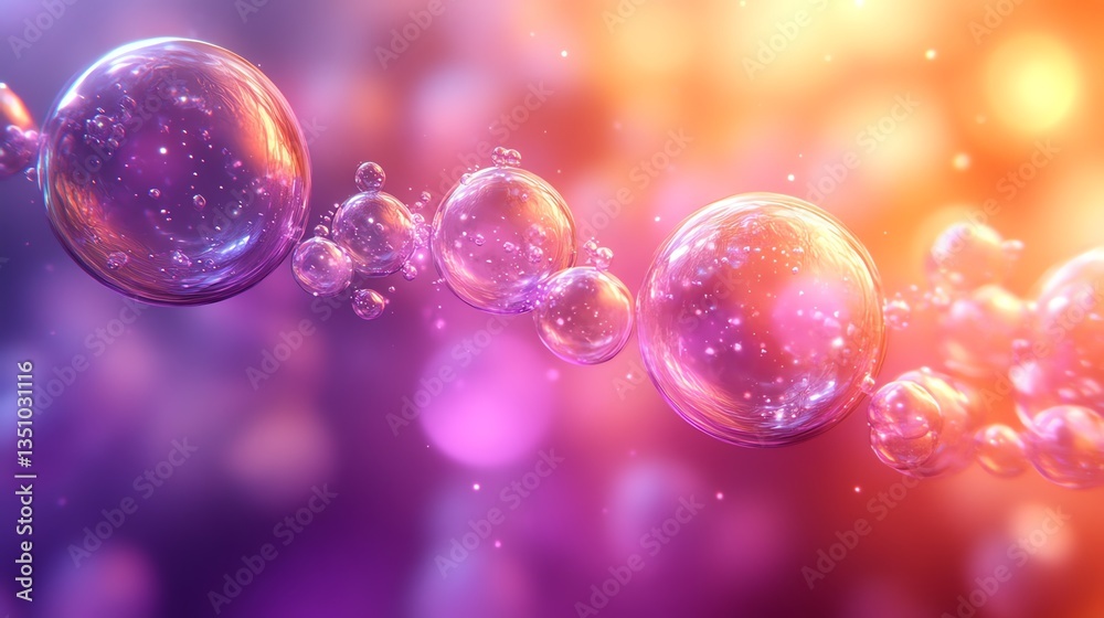 Abstract Fluid Bubbles with Pink and Orange Glow for Science Imagery Abstract Fluid Bubbles with Pink and Orange Glow for Science Imagery