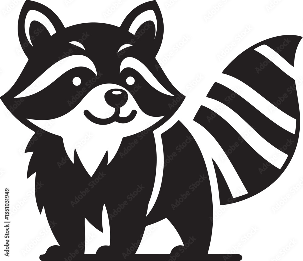 Fototapeta premium A black silhouette of a raccoon 