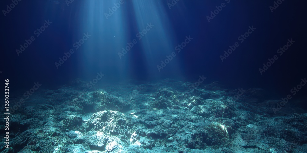 Fototapeta premium Serene Underwater Scene with Sunlight Illuminating Ocean Floor