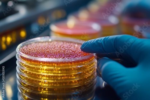 A laboratory technician analyzing bacterial samples under a microscope, ensuring food safety, hygiene monitoring, and compliance with health regulations.