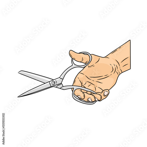 vector of hands in a pose holding scissors