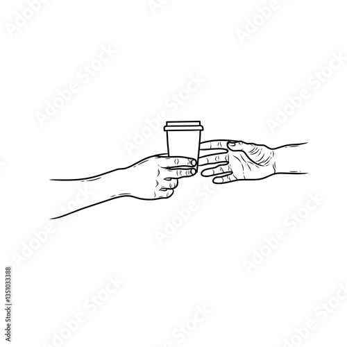 vector hand with a pose holding a coffee cup