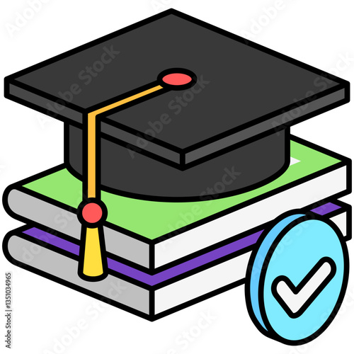 Diploma isometric 3D color icon, mini illustration. use for modern concept, print, UI, UX kit, web and app development. Vector EPS 10, related to learning and education, science.