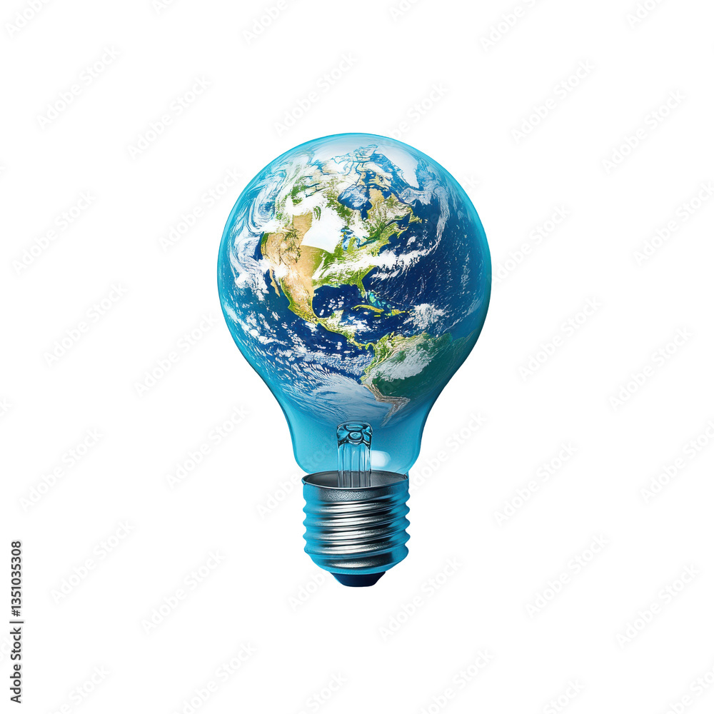 Earth inside a lightbulb glowing blue a symbol of green energy and sustainability, Earth inside a lightbulb glowing blue a symbol of green energy and sustainability,