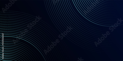 Blue abstract background with glowing circles. Swirl circular lines pattern. Geometric spiral. Twirl element. Modern graphic design. Futuristic technology concept.