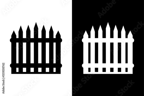 Minimalist Black Fence Vector Icon.