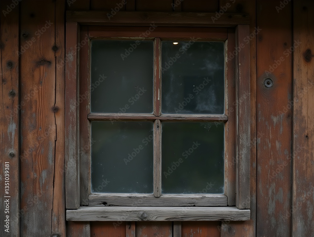 Old rustic wooden window with glass showing rough wood grain texture Old rustic wooden window with glass showing rough wood grain texture