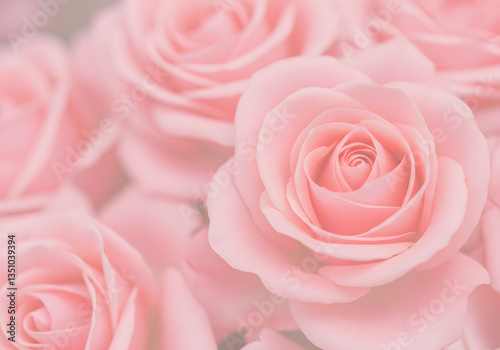 light pink roses in soft color and blur style for background. sweet color roses flowers in pastel tone with blurred style for background pattern texture. sweet color flower petals in soft color