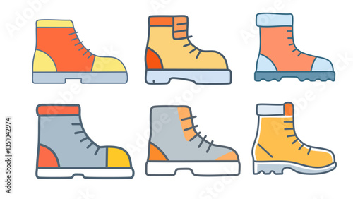 Hand drawn hiking boots