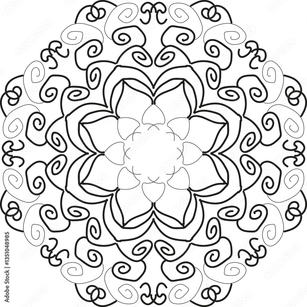 Circular pattern in the form of a mandala. Henna tatoo mandala. Mehndi style. Decorative pattern in oriental style. Coloring book cover