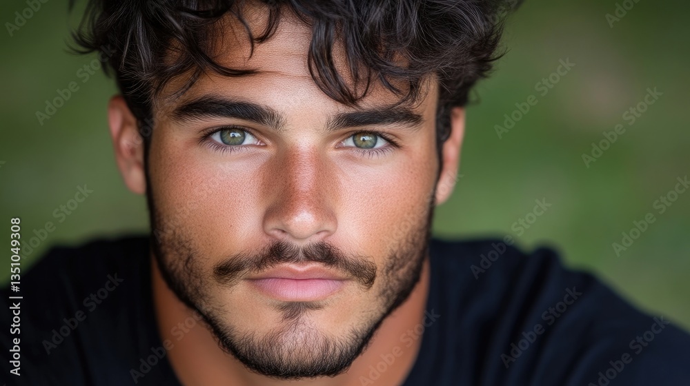Close-up portrait of a handsome young man with expressive eyes and a well-groomed beard Close-up portrait of a handsome young man with expressive eyes and a well-groomed beard