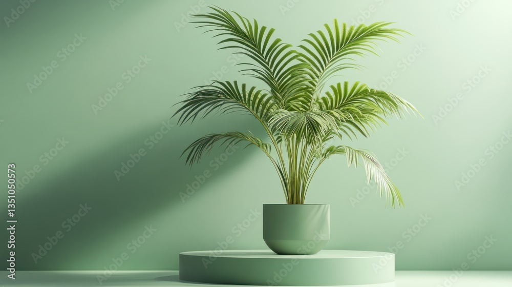 Minimalist plant display, mint green backdrop, product presentation Minimalist plant display, mint green backdrop, product presentation