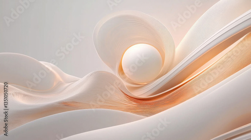 Abstract Flowing Sculpture with a Spherical Element
