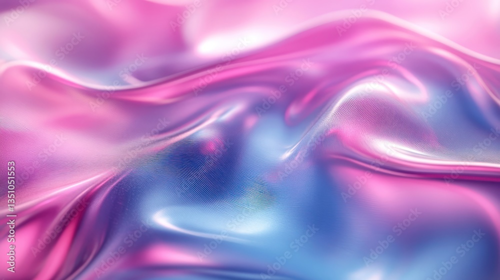 Fototapeta premium Abstract Pink and Blue Iridescent Liquid Wave Background Texture
