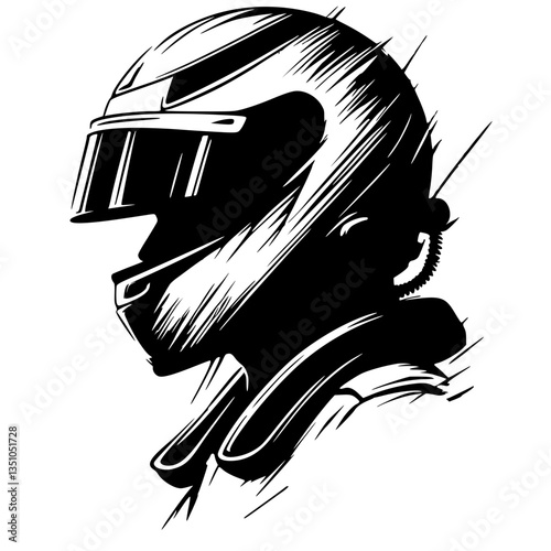 Silhouette portrait of a formula racer